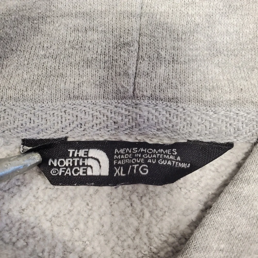 The North Face Mens Heather Grey Distressed Logo Pullover Hoodie Sweatshirt XL